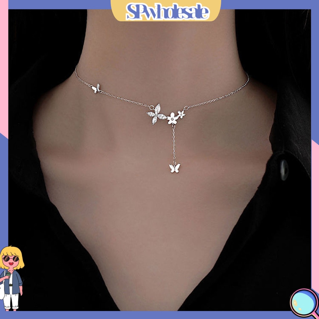 &lt;SPwholesale&gt; Vòng cổ Mặt Hình Bướm Lấp Lánh Nghệ Thuật Cho Nữ Dự Tiệc
