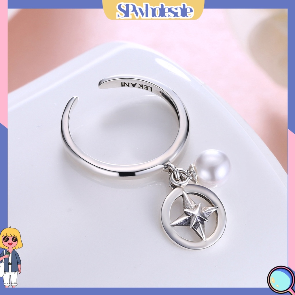 <SPwholesale> Nhẫn Cưới Bạc 925 Đính Ngọc Trai Nhân Tạo Thời Trang Dành Cho Nữ