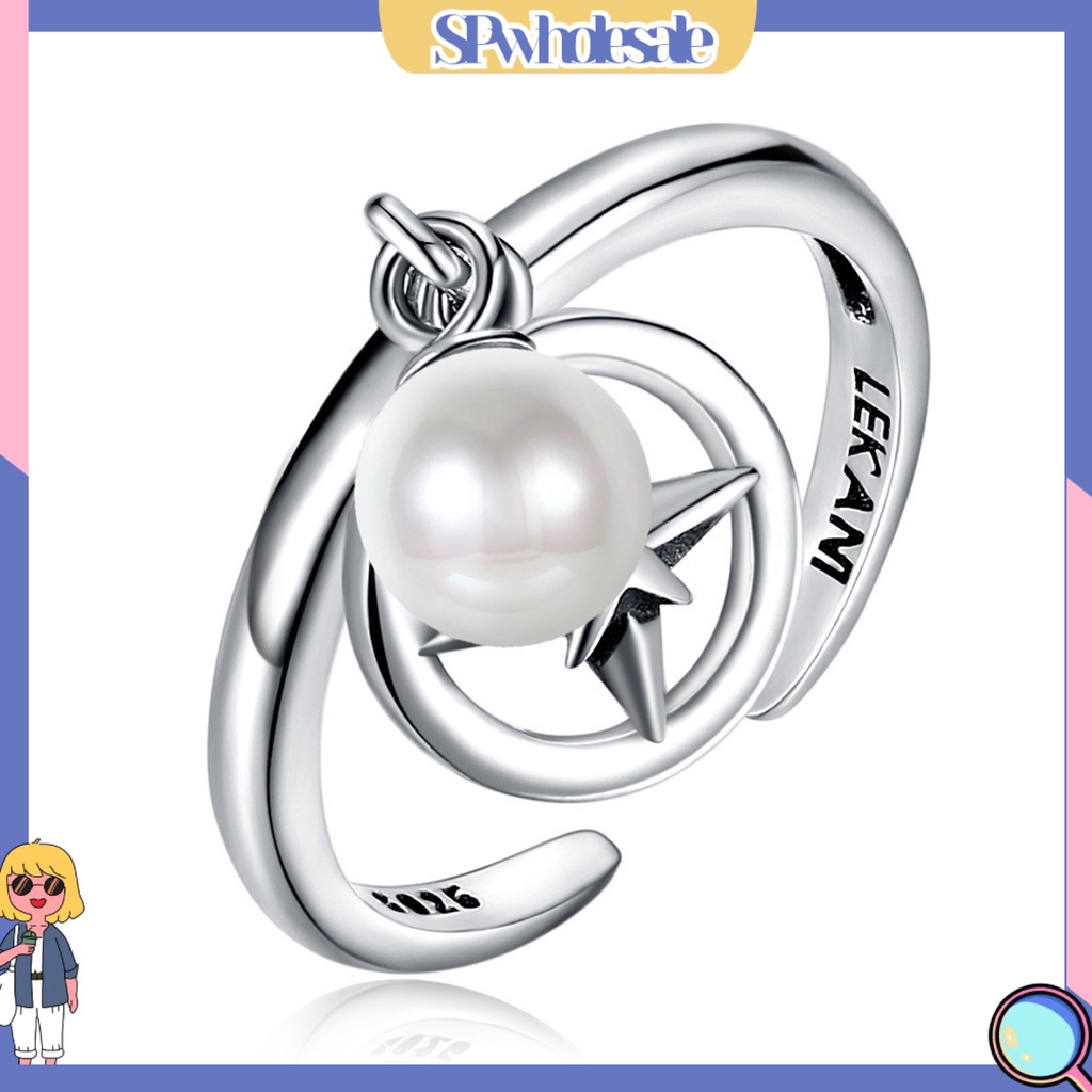 <SPwholesale> Nhẫn Cưới Bạc 925 Đính Ngọc Trai Nhân Tạo Thời Trang Dành Cho Nữ