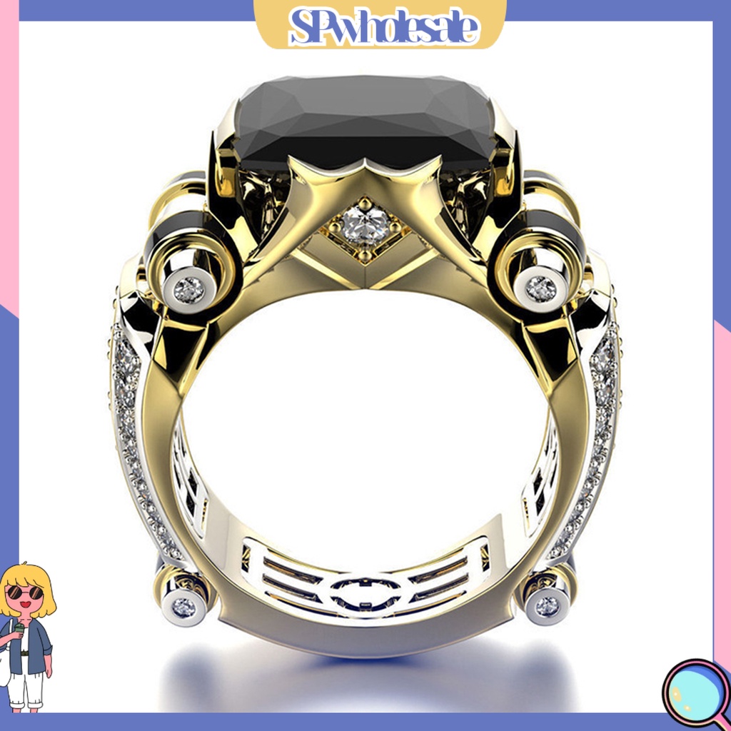 &lt;SPwholesale&gt; Nhẫn Đính Đá Pha Lê Giả Hai Tông Màu Phong Cách Punk Vintage Cá Tính Làm Quà Tặng Dành Cho Nữ