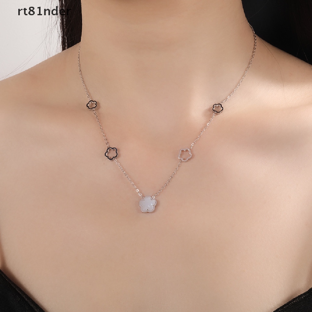 Rt Vòng cổ Bằng Thép Titan Trắng Cao Cấp Hình Hoa Vỏ Sò Thời Trang Quyến Rũ Đa Năng Cho Nữ n