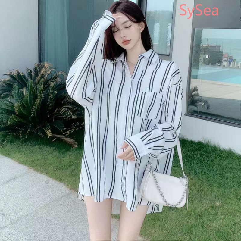 Set Áo Sơ Mi + Áo Hai Dây Chống Nắng Họa Tiết Kẻ Sọc Thời Trang Mùa Hè Cho Nữ