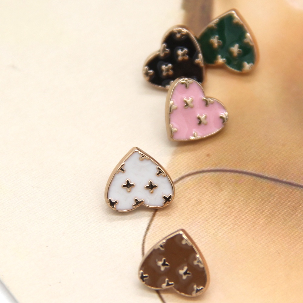Set 10 / 10 Nút Áo Kim Loại Hình Trái Tim Màu Vàng 11mm Dễ Thương Trang Trí Đầm