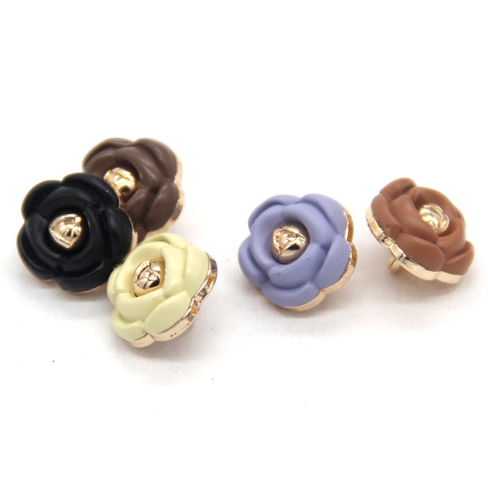 Set 10 Nút Áo Kim Loại Hình Hoa 13mm Nhiều Màu Dễ Thương