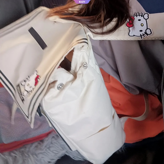 Ba Lô Oxfordfabric Hoạt Hình Sanrio Hello Kitty Đơn Giản Nhiều Ngăn Có Khóa Kéo Sức Chứa Lớn Cho Nữ Sinh [RAIN]