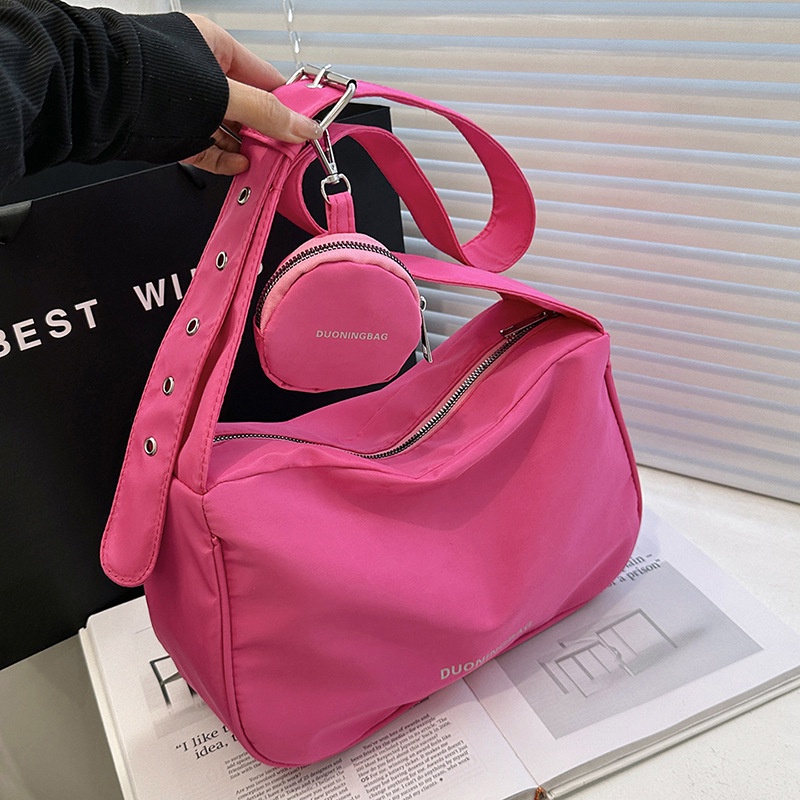 Túi Đeo Vai Mini Bằng Vải Nylon Màu Trơn Sức Chứa Lớn Thời Trang Mùa Xuân 2023 Dành Cho Bạn Nữ