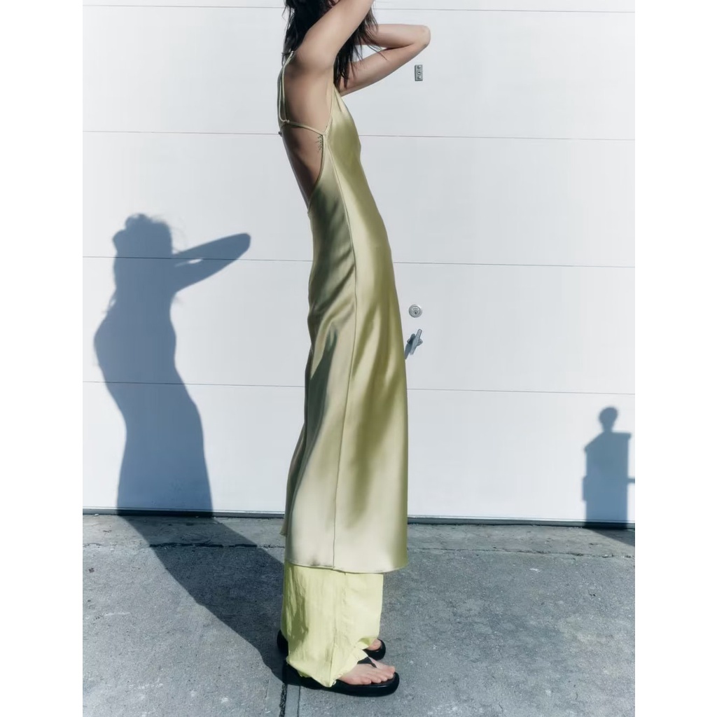 Đầm Hở Lưng Chất Liệu Satin Thời Trang Mùa Hè ZARA 7102345