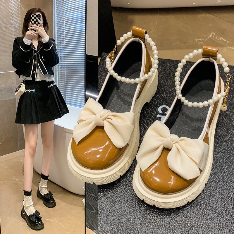 Giày Da Đế Dày Phong Cách Retro Pháp Thời Trang Mùa Xuân 2023 Cho Nữ