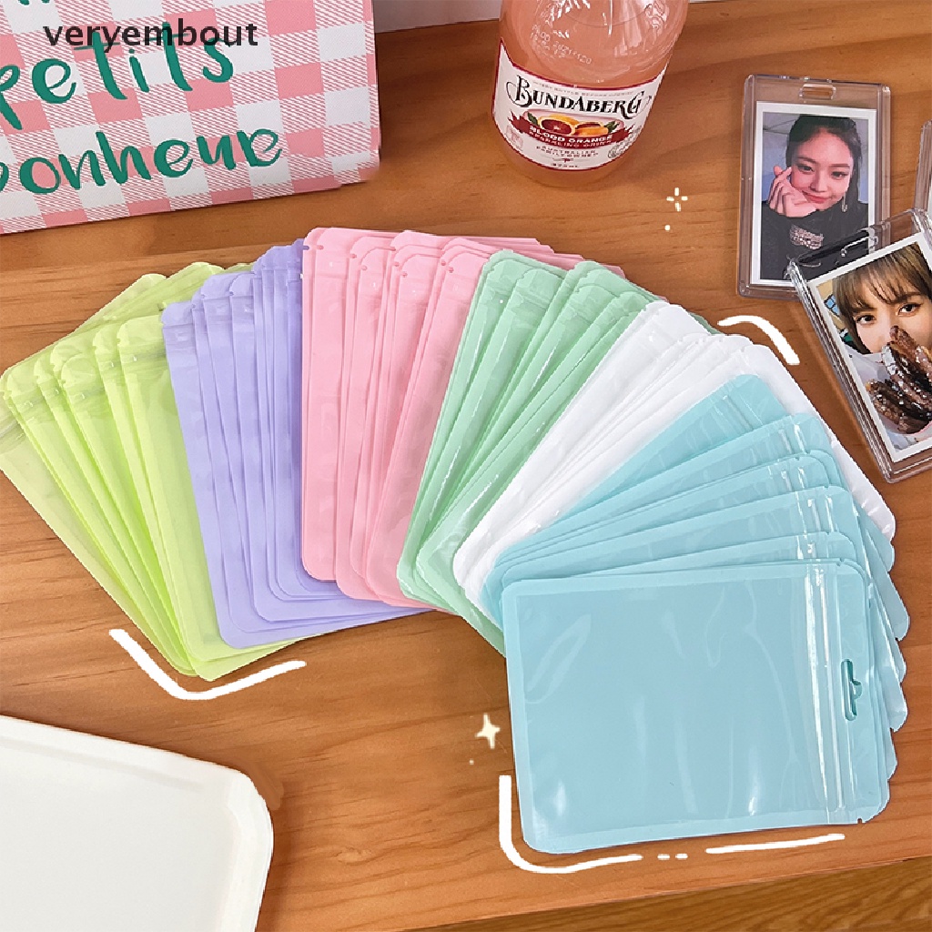 Set 10 Túi Zip Bằng Nhựa Dày Dặn Màu Sắc Macaron Đựng Cọ Trang Điểm