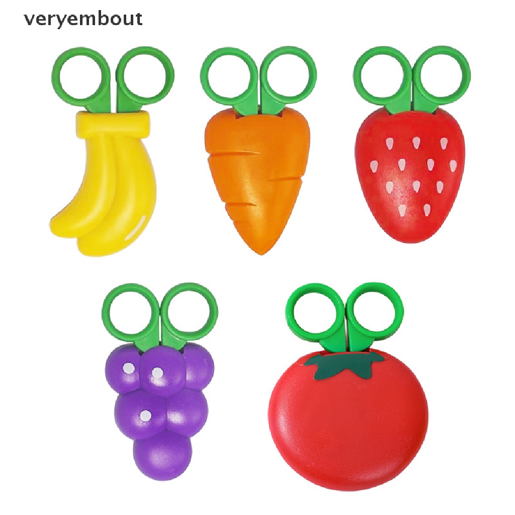 Kéo Cắt Trái Cây Từ Tính Bằng Giấy An Toàn Họa Tiết Trái Dâu Hoạt Hình Dễ Thương Cho Học Sinh