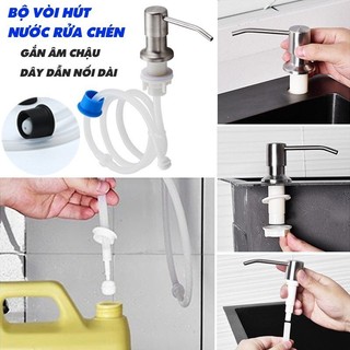 Bộ vòi hút nước rửa chén gắn âm chậu bằng inox - dây dẫn nối dài tiện lợi dễ sử dụng