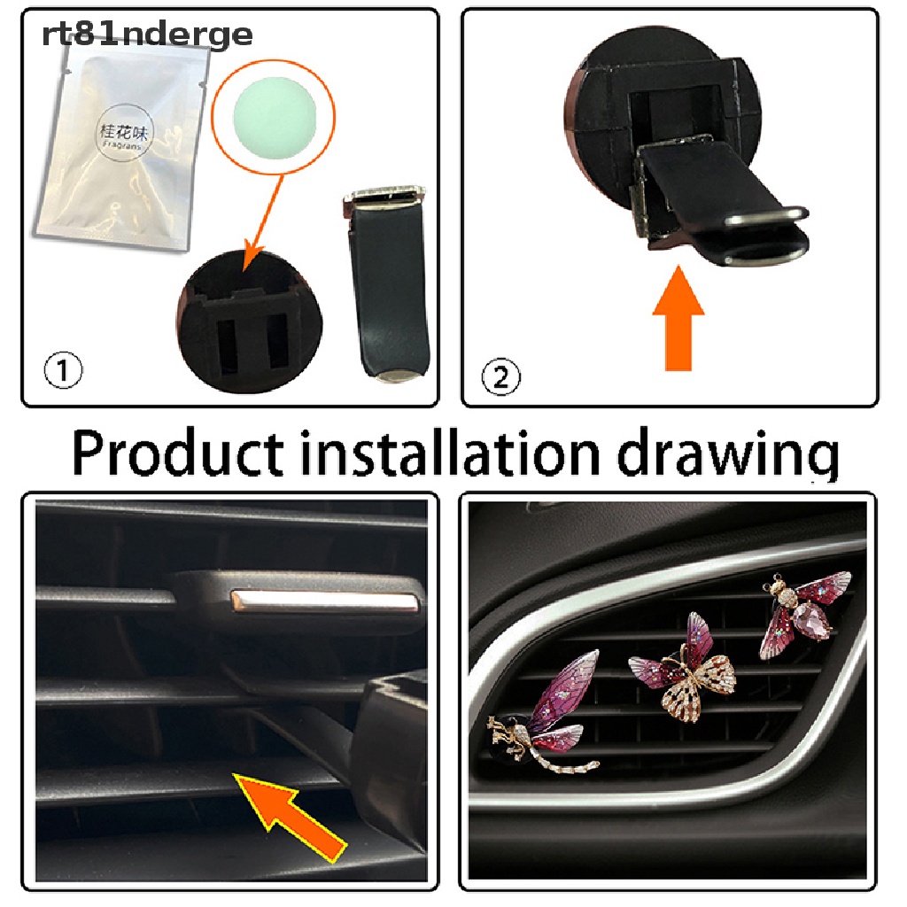 Kẹp Hình Bướm / Chuồn Chuồn Đính Đá Lấp Lánh Trang Trí Lỗ Thông Khí Xe Hơi