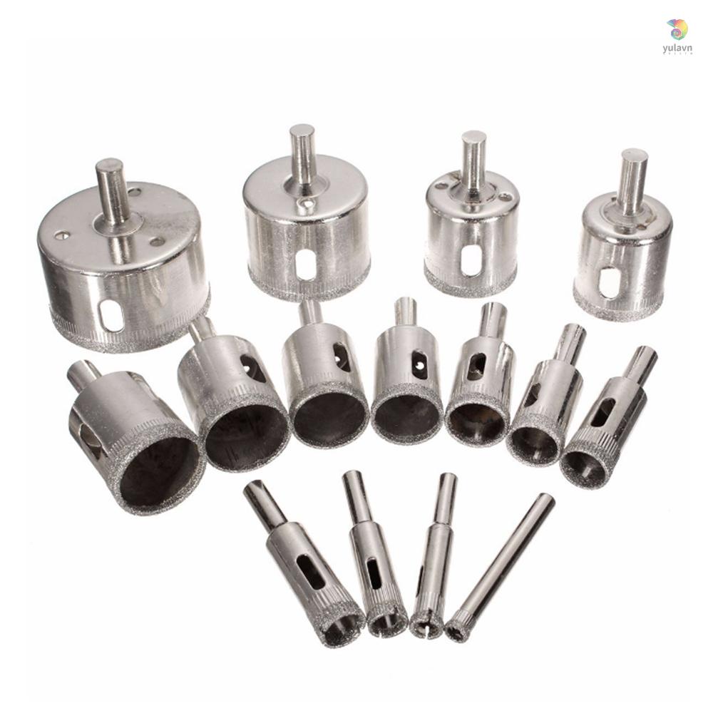 Bộ 15 Mũi Khoan Lỗ 6-50mm Chuyên Dụng Cho Vật Liệu Kính / Gốm Sứ