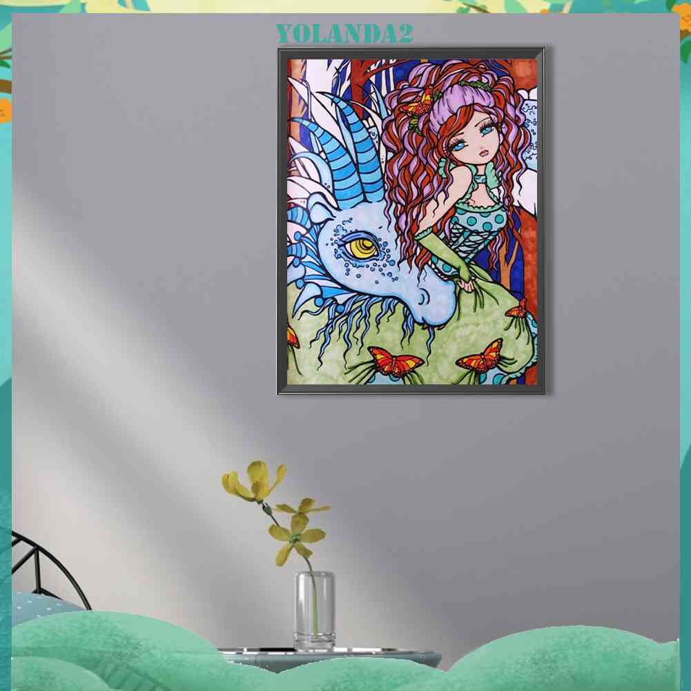 Bộ Tranh Đính Đá 5D Họa Tiết Hoạt Hình Cô Gái Độc Đáo DIY Dùng Trang Trí Nhà Cửa