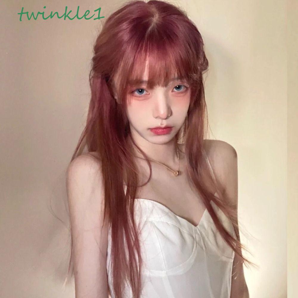 Tóc Giả Thẳng Dài Màu Đỏ Trông Tự Nhiên Phong Cách Lolita