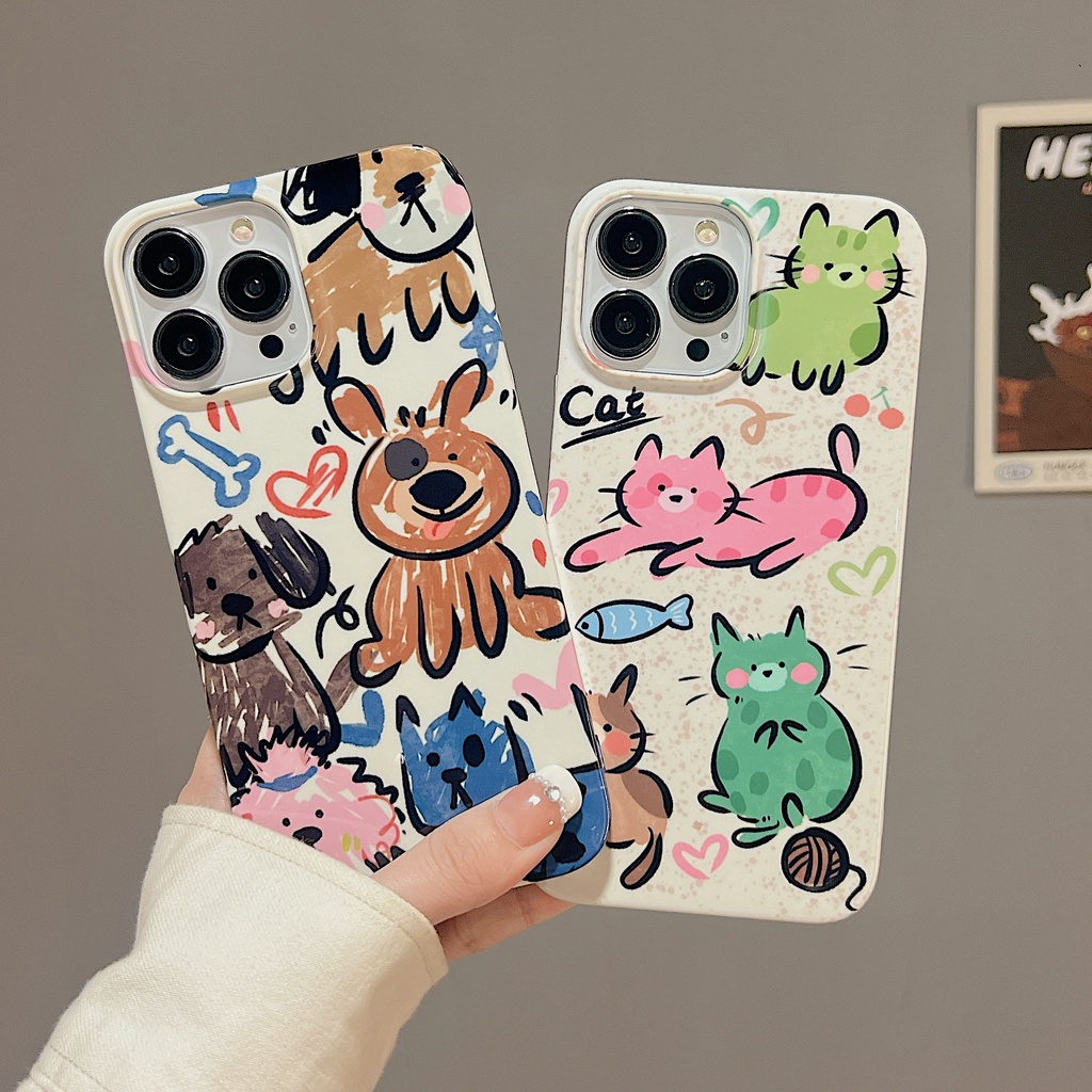 Ốp Điện Thoại PC Cứng Họa Tiết Hoạt Hình Graffiti Bảo Vệ Toàn Diện Cho iPhone 14 13 Pro Max 11 12