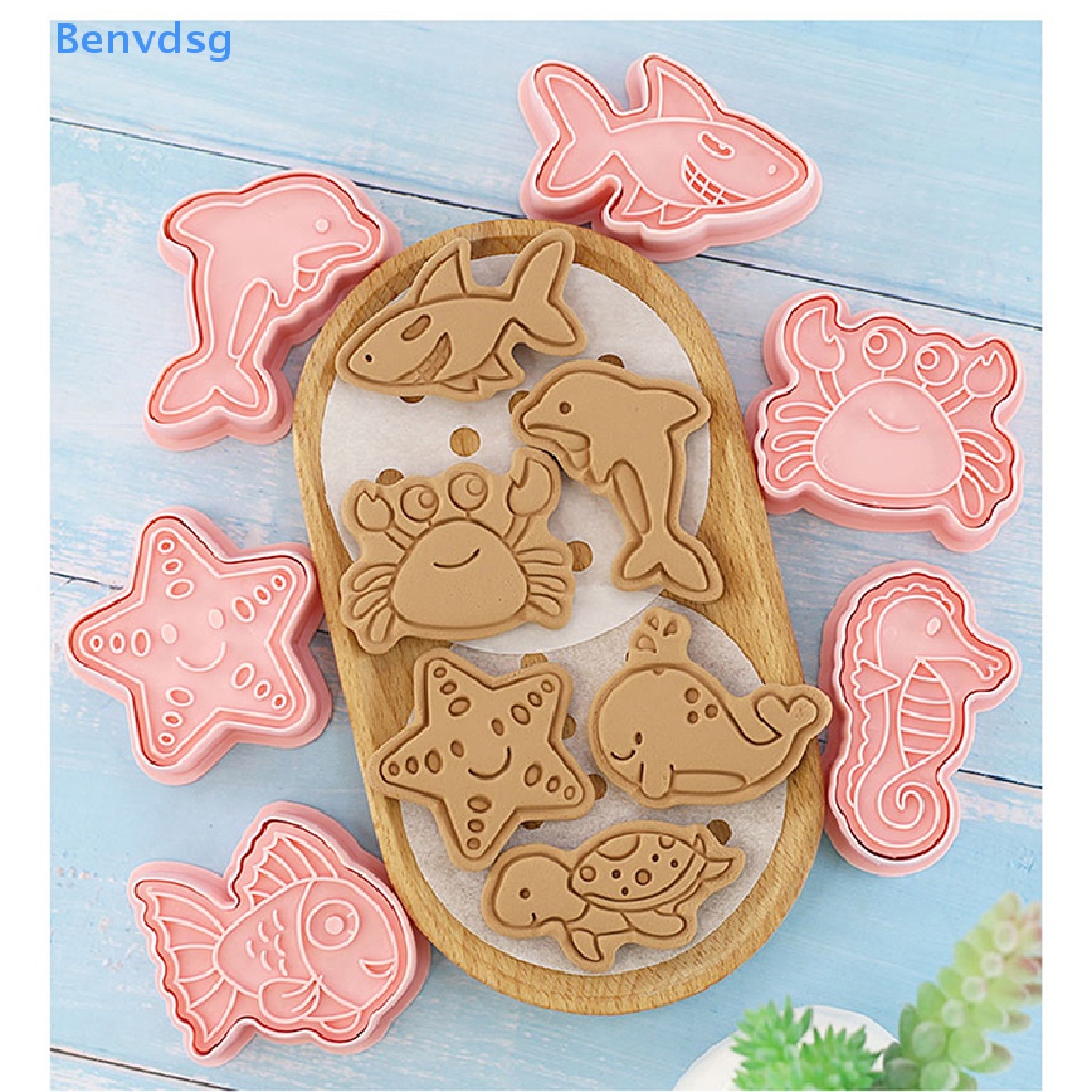 Bộ 8 Khuôn Cắt Bánh Quy Hình Động Vật Biển Hoạt Hình 3D