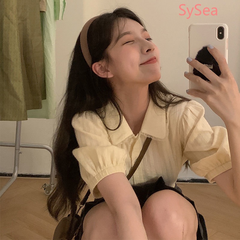 Áo Sơ Mi Cổ Búp Bê Thời Trang Mùa Hè Hàn Quốc Cho Nữ