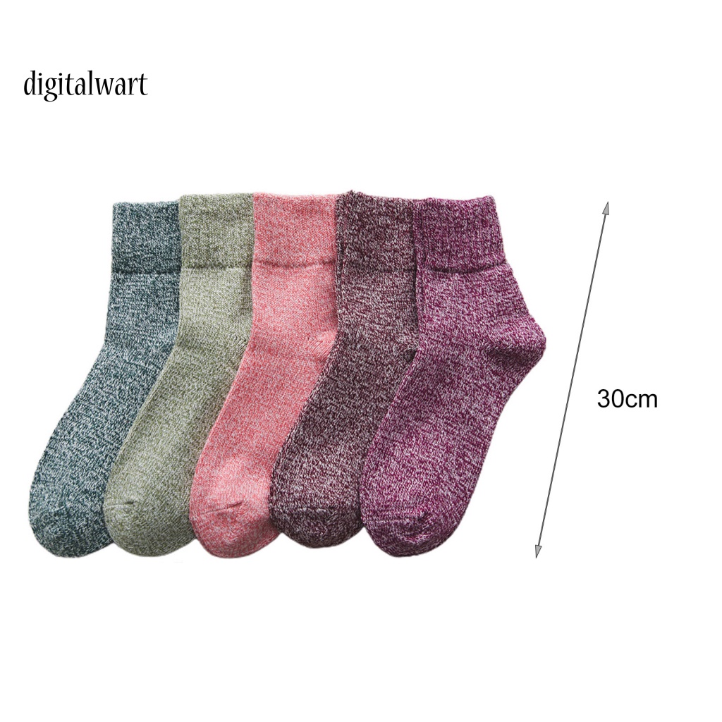 Kỹ Thuật Số| Set 5 Đôi Vớ Len Cổ Trung Màu Sắc Đơn Giản Dành Cho Nữ