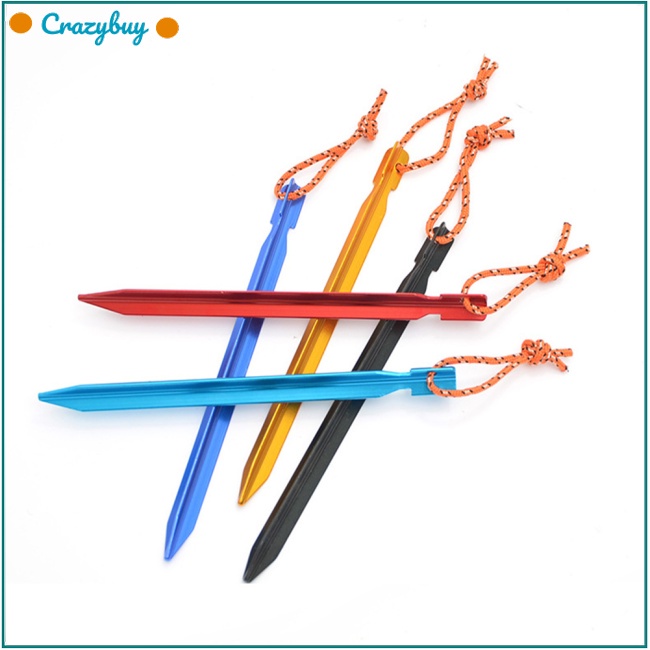 Cr Cọc Dựng Lều Hình Chữ V Ba Mặt Bằng Hợp Kim Nhôm Siêu Nhẹ 23cm (Kèm Dây)