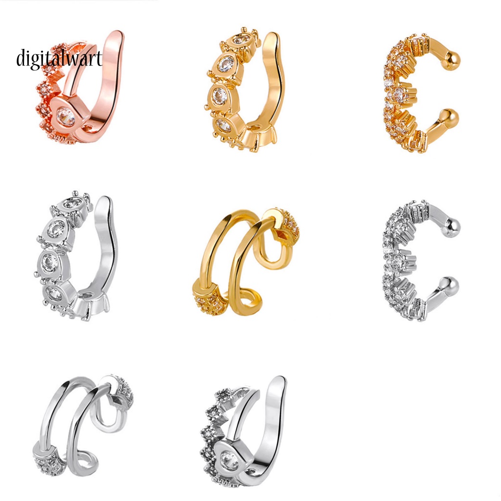 Kỹ Thuật Số| 1 Khuyên Kẹp Vành Tai Hình Trái Tim Đính Đá Thời Trang