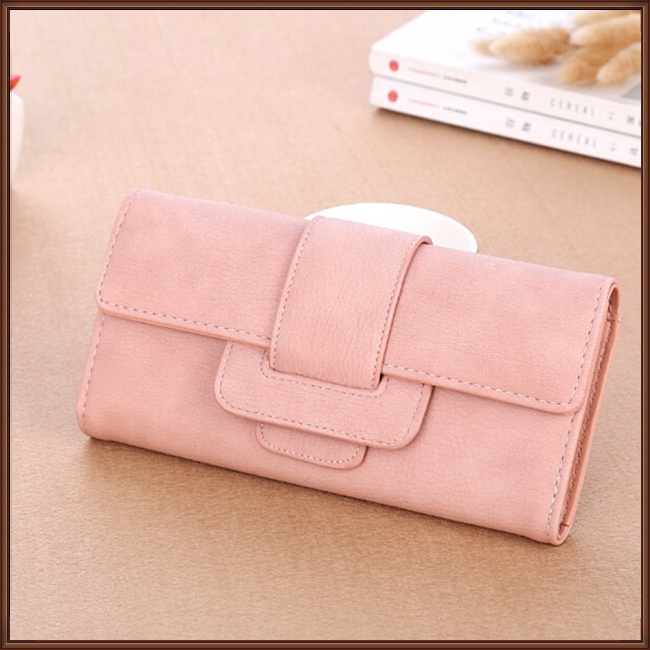 Ví Da Pu Dáng Dài Màu Trơn Đơn Giản Thời Trang Cho Nữ