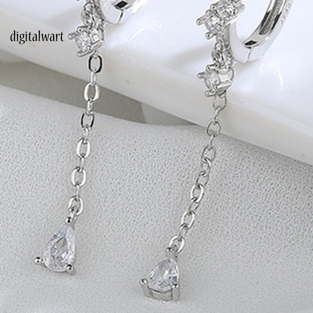 Kỹ Thuật Số| 1 Khuyên Tai Tua Rua Hình Giọt Nước Đính Đá Zircon Thời Trang Dự Tiệc Cưới