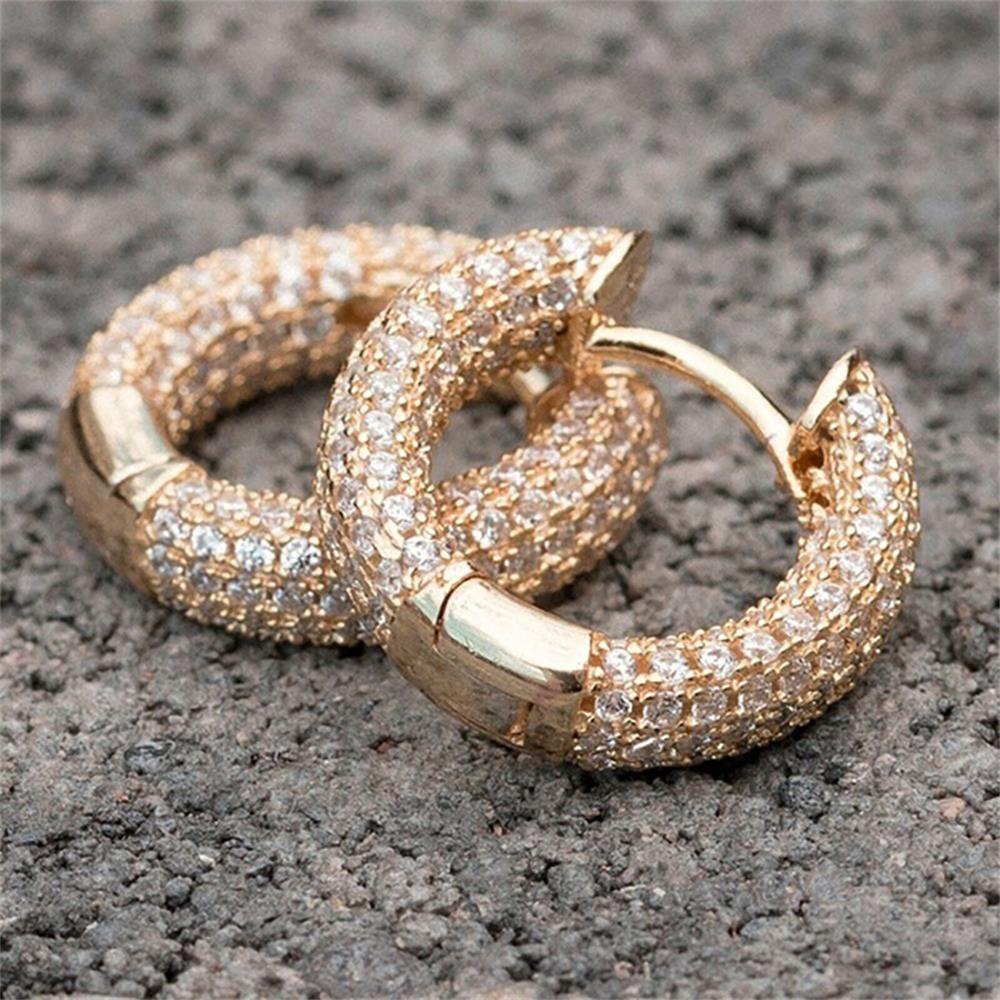 LONNGZHUAN Thời trang mới Tất cả Earrings Hip Hop Vòng Hoop Giày Nail Cubic Zirconia Vàng và Bạc Lady Men