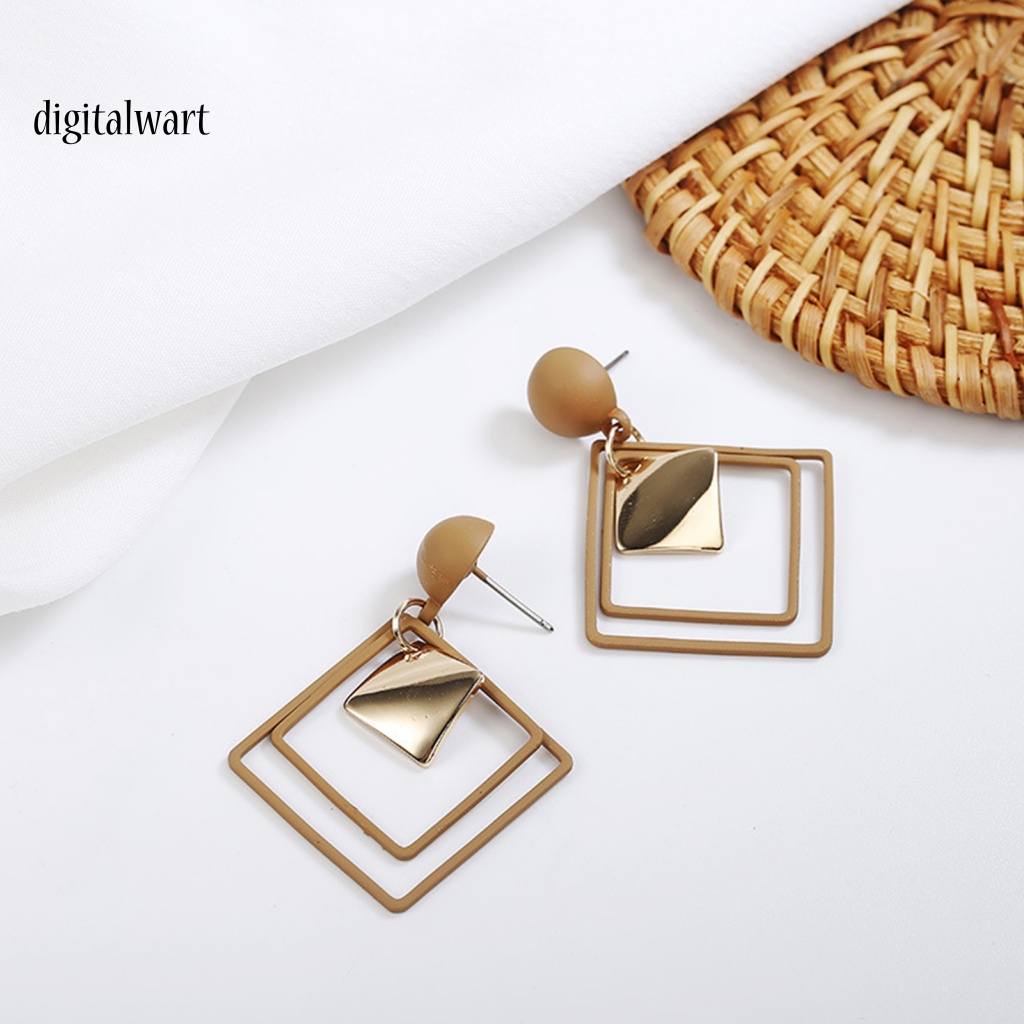 Kỹ Thuật Số| 1 Đôi Bông Tai Hình Thoi Đôi Kiểu Tối Giản Thời Trang Sành Điệu Cho Nữ