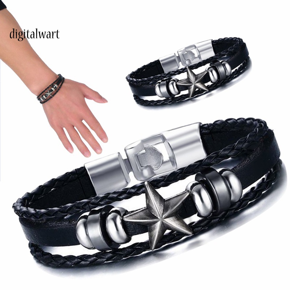 Kỹ Thuật Số| Vòng Tay Giả Da ĐíNh Trang Trí HìNh Ngôi Sao Xinh XắN