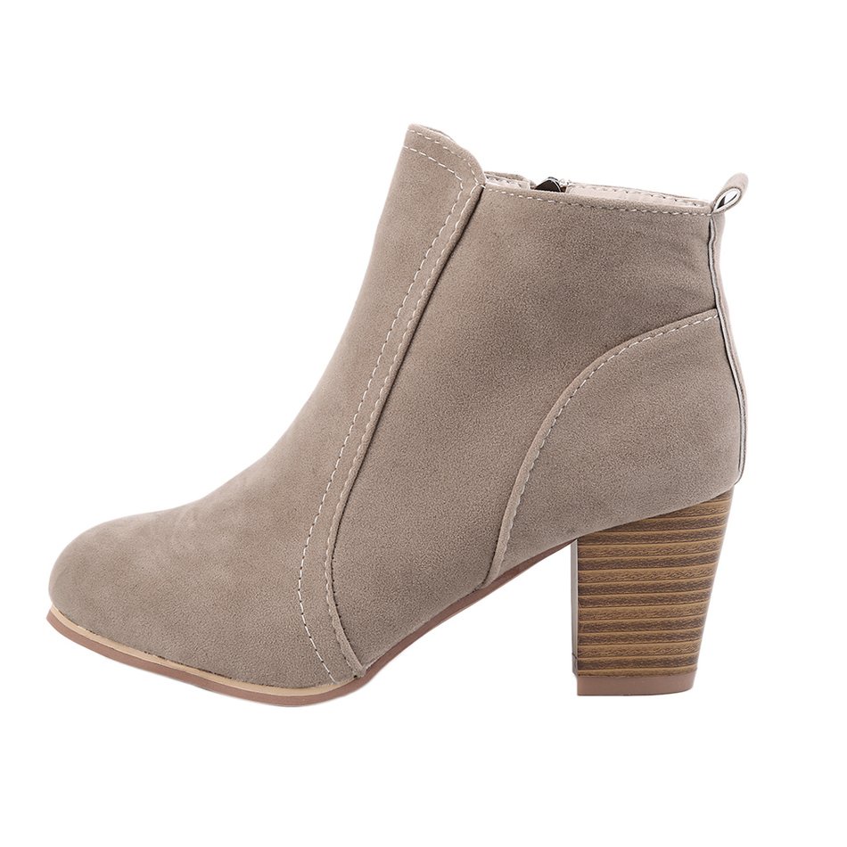 1 Pair Lady Winter Boots HIgh Square Heel Bootie Shoes Autumn And Winter Shoes