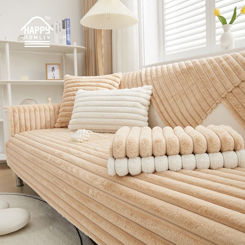 HAPPY HOMLIV Vỏ Bọc Đệm Ghế Sofa Vải bọc ghế sofa Bằng Vải Bông Dày Dặn Chống Trượt
