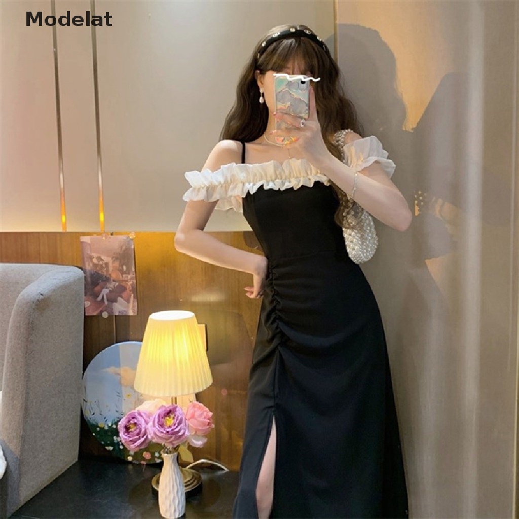 Mfc Đầm Midi Phối Bèo Phong Cách Pháp Thời Trang Mùa Hè Quyến Rũ Cho Nữ