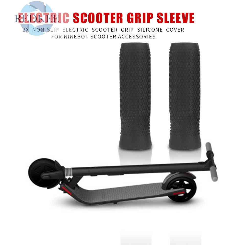 Set 2 Vỏ Bọc Tay Lái Xe Scooter Điện Ninebot ES1 Bằng Silicon Chống Trượt Màu Đen