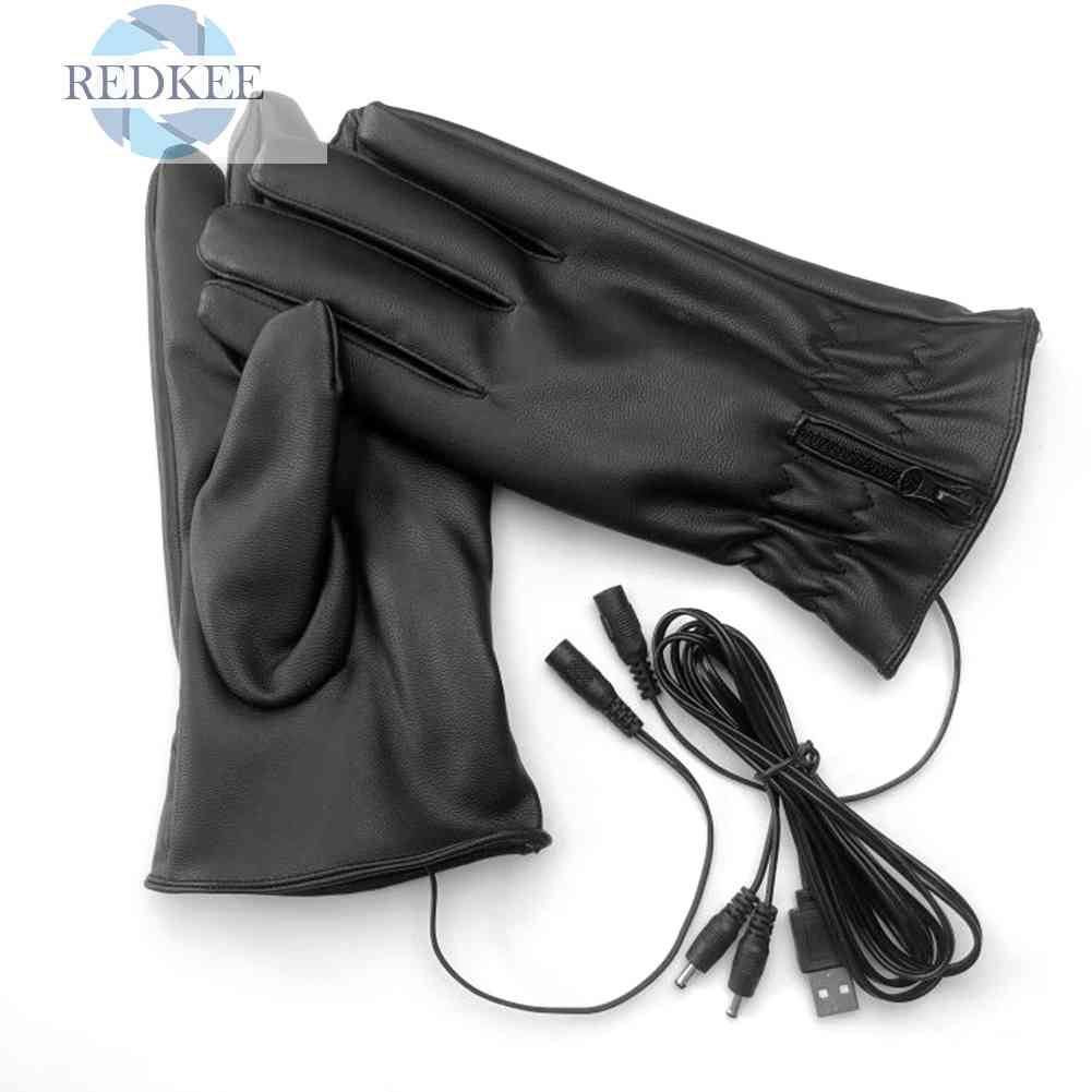 Găng Tay Sưởi Ấm Bằng Da PU Cho Nam Nữ