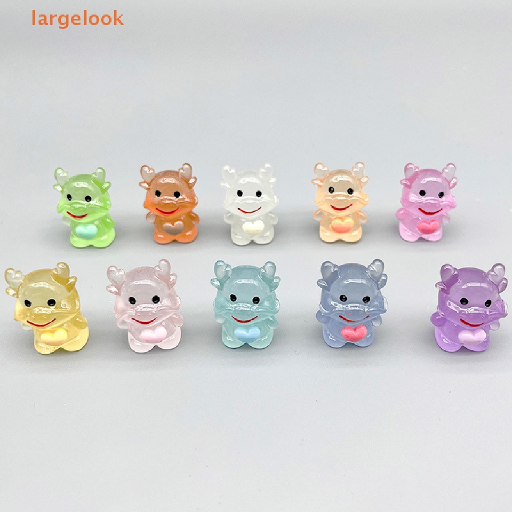 Set 2 Tượng Rồng Dạ Quang Hoạt Hình Mini Bằng Nhựa Resin Trang Trí Xe Hơi