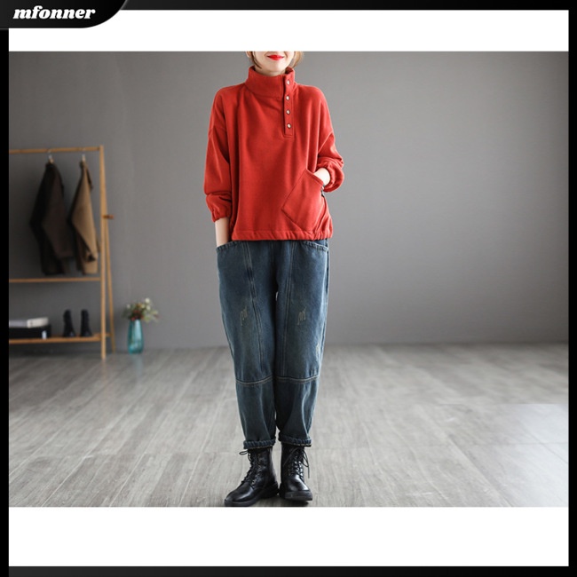 Áo Thun Nữ Dài Tay Cổ Lọ Màu Sắc Nhã Nhặn Thời Trang