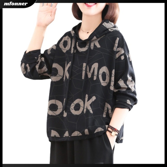 Áo Hoodie Dáng Rộng In Chữ Phong Cách Retro Cá Tính Cho Nữ