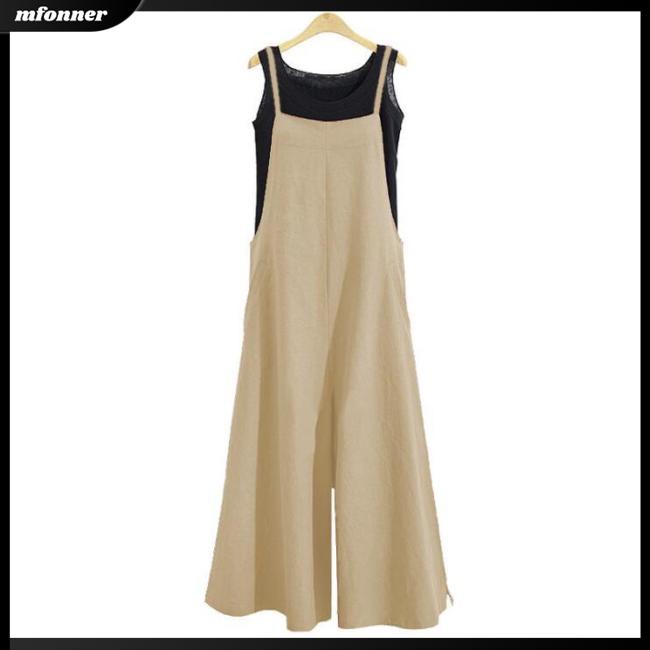 Áo liền quần Sát Nách Ống Rộng Màu Sắc Đơn Giản Cho Nữ