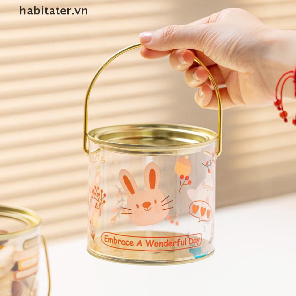 Hộp Thiếc Đựng Bánh Kẹo / Snack Trong Suốt In Họa Tiết Hoạt Hình Dễ Thương