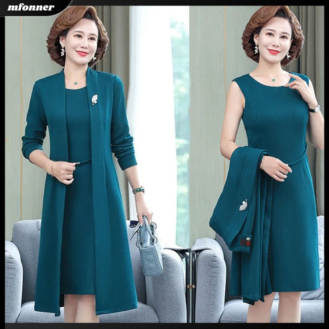 Mv set 2 Món Đầm / Áo Khoác + Váy Ngắn Thoải Mái Thân Thiện Với Làn Da (Không Bao Gồm Áo Khoác)