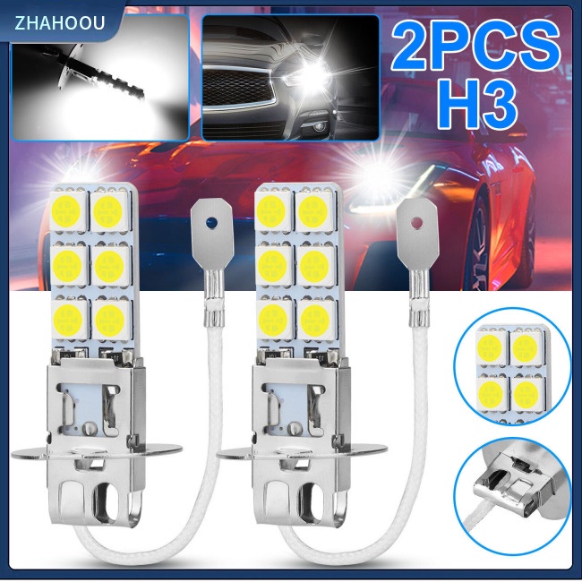☃Nhà Cửa☃ Set 2 Bóng Đèn Pha H3 6000k 1800lm Ánh Sáng Trắng 360 Độ Chuyên Dụng Cho Xe Hơi