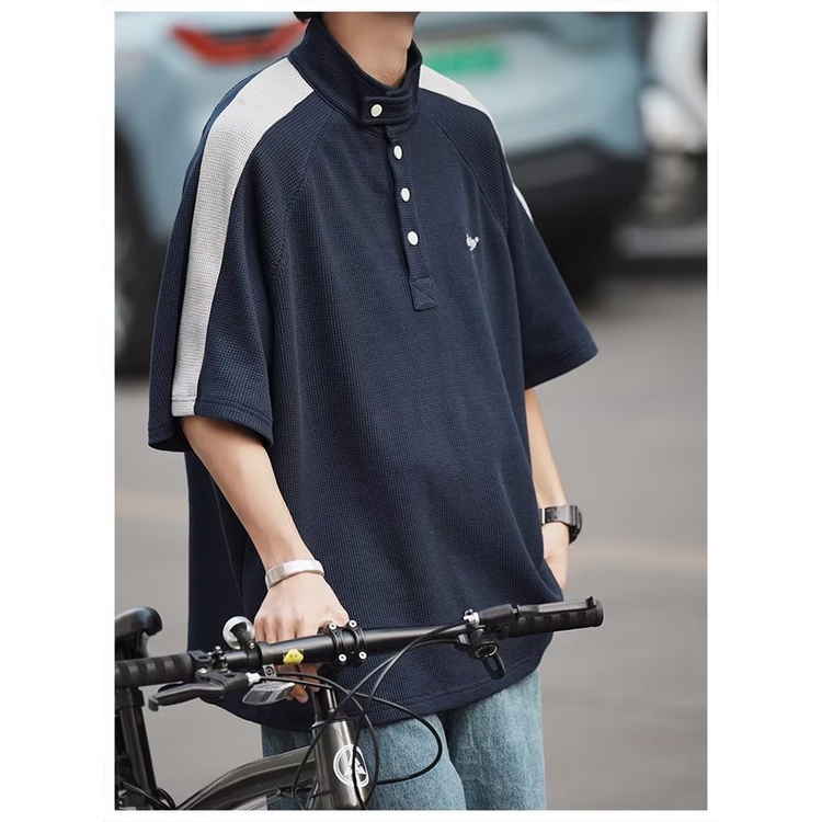 Áo polo Tay Ngắn Dáng Rộng Thời Trang Mùa Hè 2023 Phong Cách Harajuku Nhật Bản Cho Nam