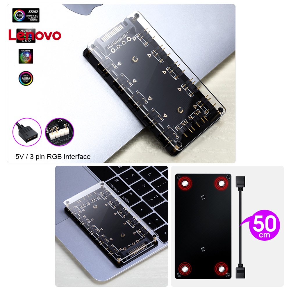 Bộ Chia Quạt Làm Mát Từ Tính RGB 5V 3Pin / 12V 4Pin Kèm Cáp Nối Dài