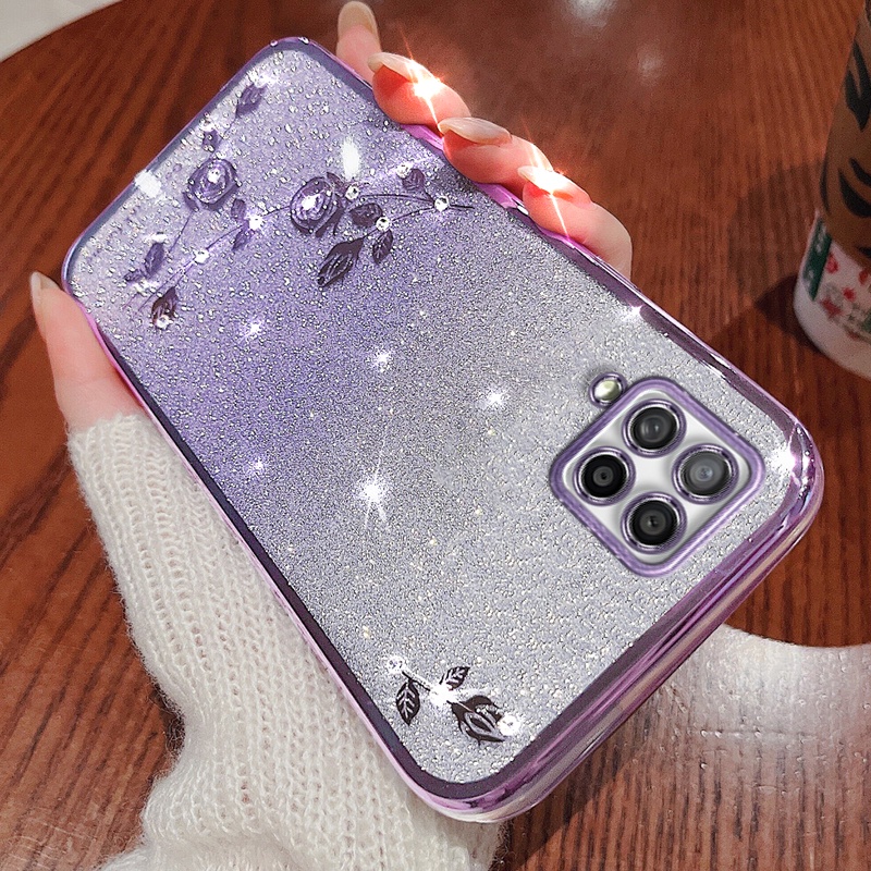 Ốp Điện Thoại Silicon Mềm Họa Tiết Hoa Hồng Cho Samsung Galaxy A12 A22 4G A42 5G M53 5G M32 4G M33 5G M12 F12 F62 M62