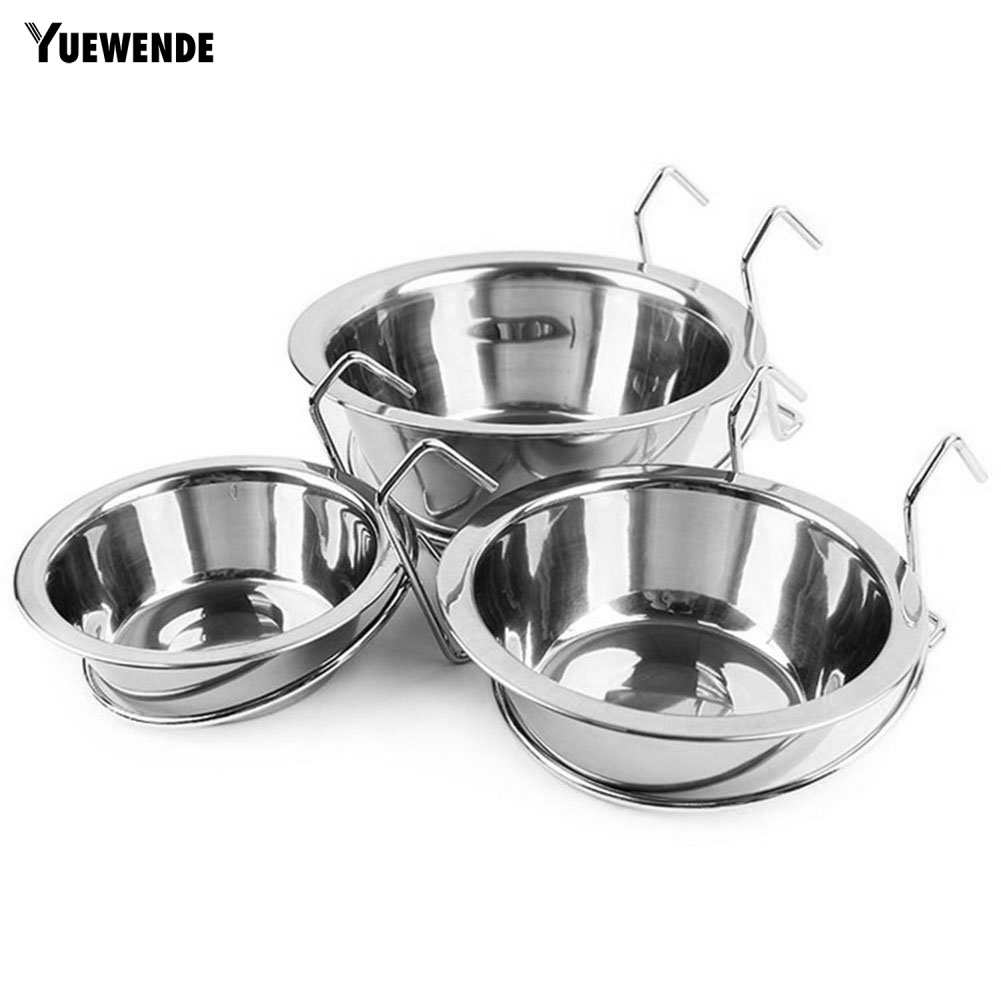 Bát Đựng Thức Ăn / Nước Uống Bằng Kim Loại Chống Trượt Kèm Móc Treo Cho Thú Cưng