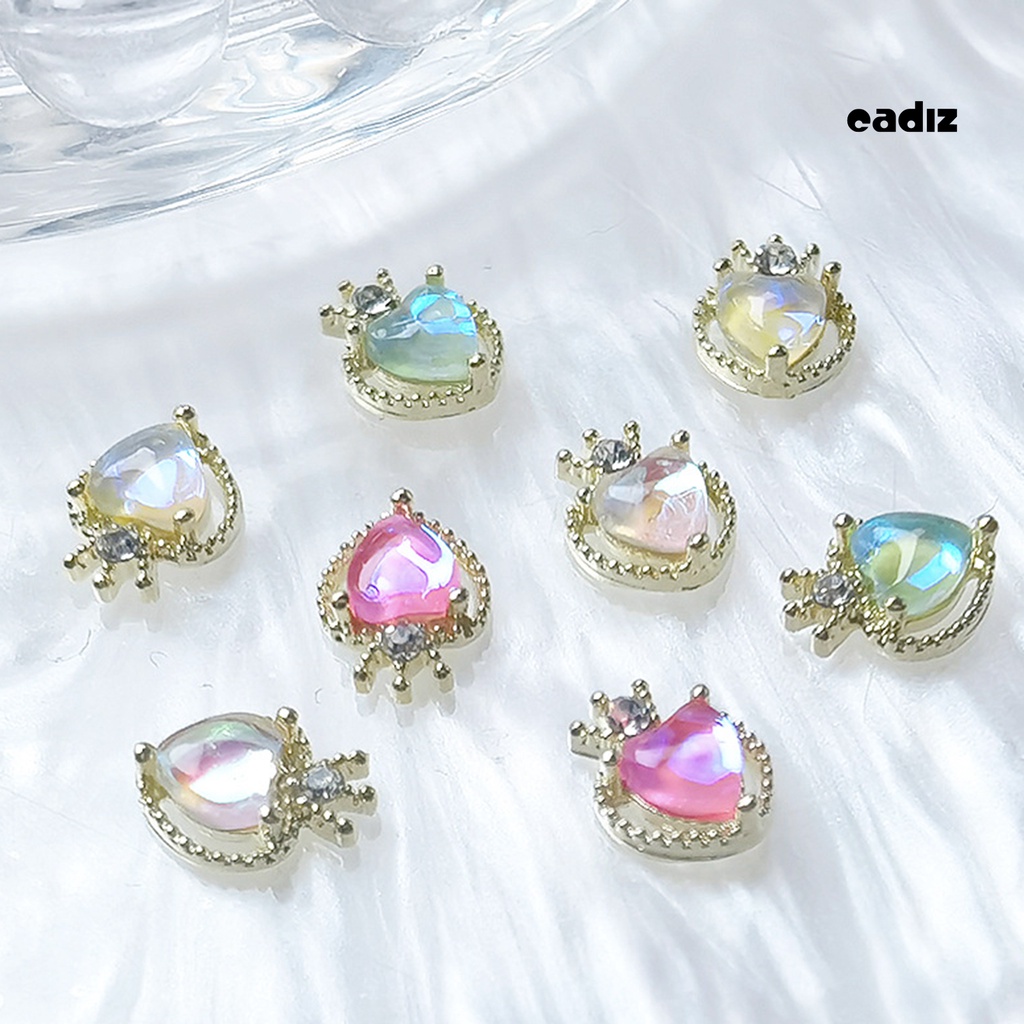 Bộ 2 Đá Mocha Trái Tim Rỗng 3D Lấp Lánh Trang Trí Móng Tay Nghệ Thuật DIY