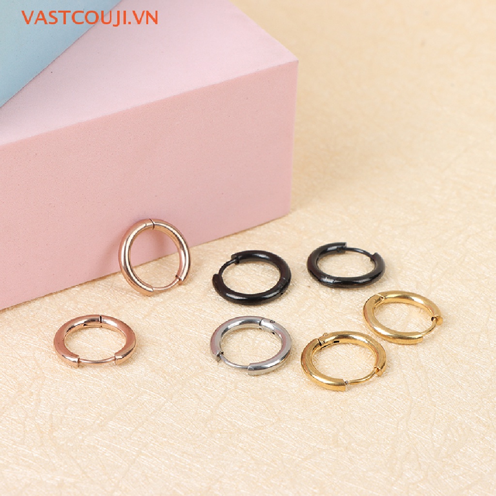 Set 5 Khuyên Tai Tròn Bằng Thép Không Gỉ Cho Nữ