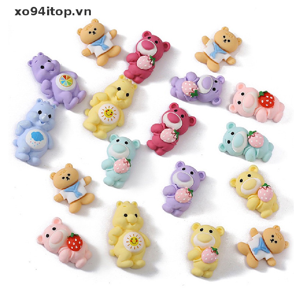 Set 10 Phụ Kiện Nam Châm Trang Trí Điện Thoại Hình Gấu Dễ Thương DIY