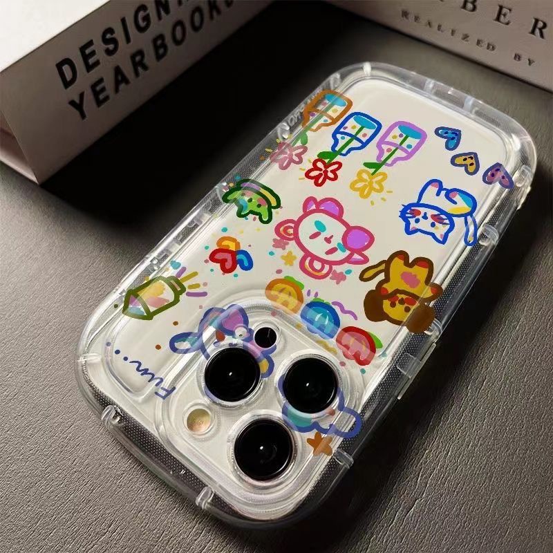 ✅Ốp Điện Thoại Trong Suốt Họa Tiết Graffiti Động Vật Kiểu Hàn Quốc Cho Iphone 13 1112 xs14pro Xr